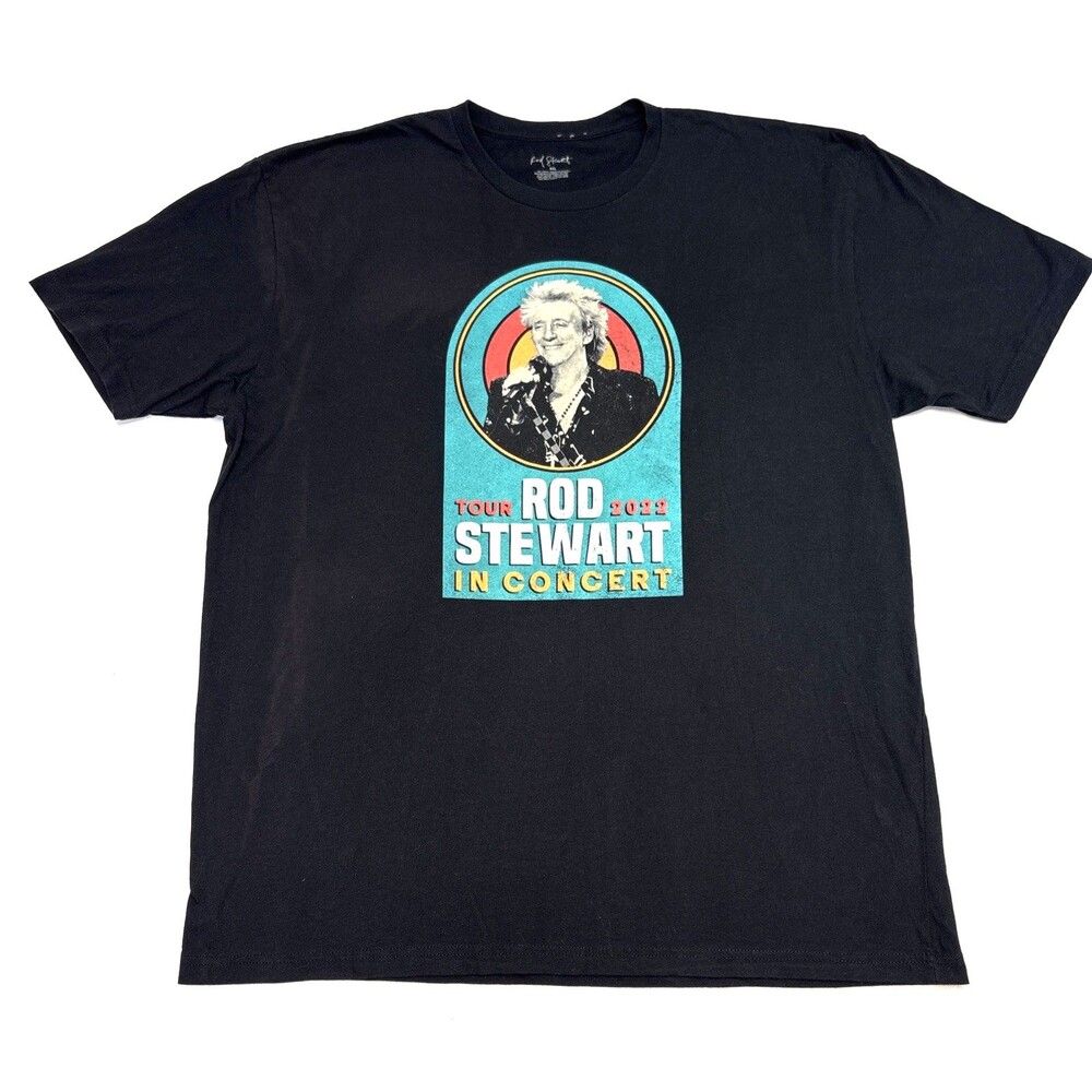Rod Stewart 2022 Tour in Concern T Shirt Mens XXL Black Rock Music Concert Tee